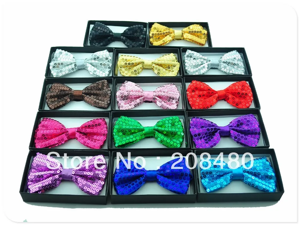 

Free shipping-2018 New Style Big Sequin 14 Colors MIX Bow tie for Men Unisex paillette Tuxedo Dress Bowtie Wholesale & Retail