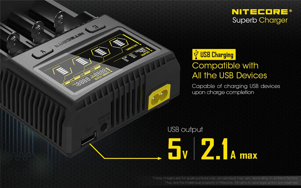 Nitecore SC4 ЖК-дисплей USB Быстрое интеллектуальное зарядное устройство для Li-Ion IMR LiFePO4 Ni-MH 18650 14450 16340 AA батарея