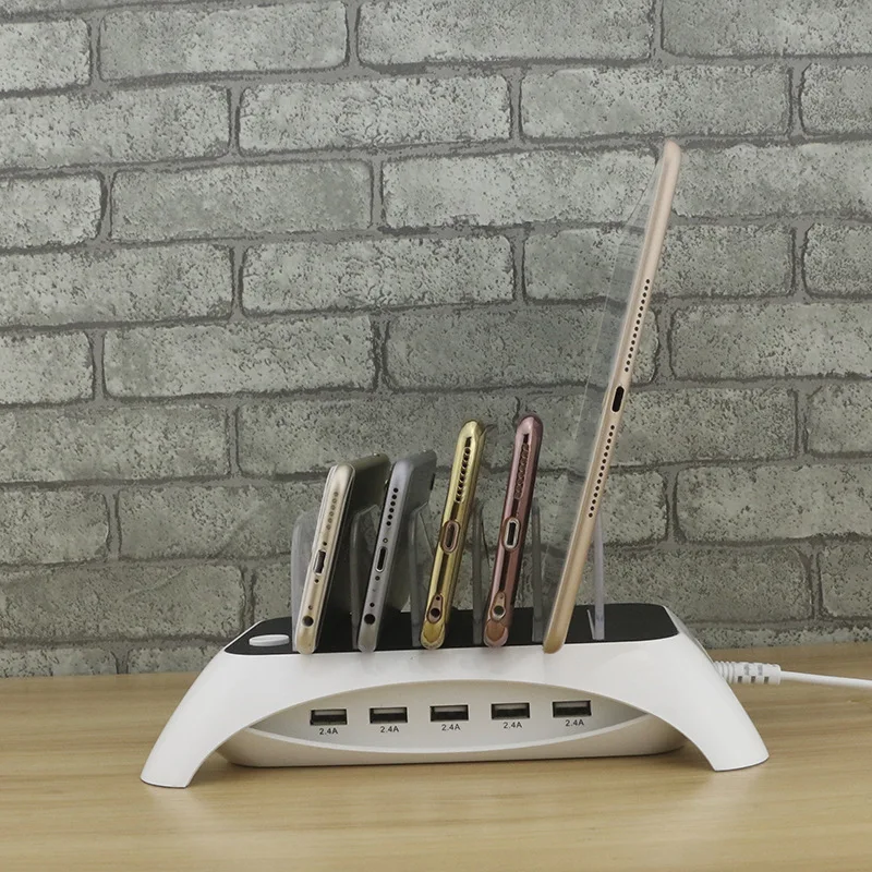 شاحن لسطح المكتب متعددة USB الهاتف شاحن مصباح حامل محطة شحن سريعة شاحن للهاتف المحمول و اللوحي