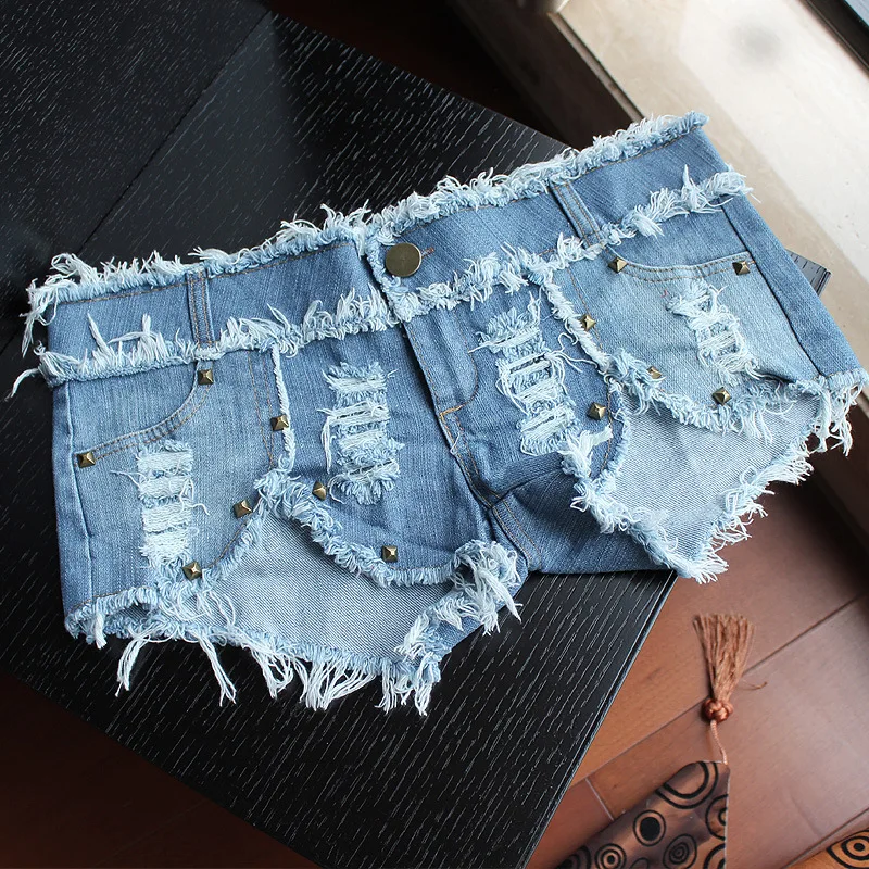 

Denim Thong Shorts for Women 2018 Summer Mini Short Sexy Short Jeans Feminina Low Waist Night Clubwear Bermudas Micro Short Blue