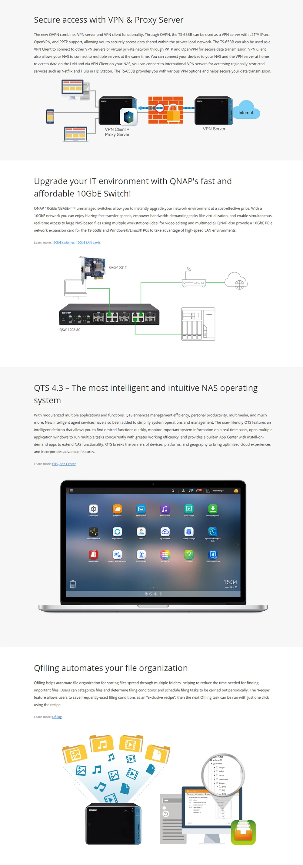 QNAP nas TS-653B 4G 6-bay бесдисковый nas, nas сервер nfs Сетевое хранилище Облачное хранилище, 3 года гарантии