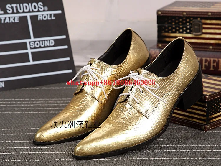

Choudory Chaussure homme gold color genuine leather dress shoes men wedding shoes lace up formal shoes men loafers italian