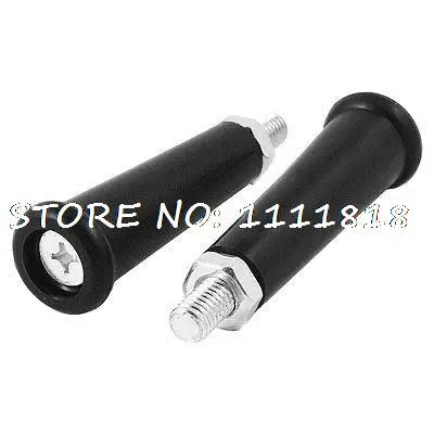 

2 PCS Black Plastic Grip 10mm Threaded Dia Revolving Handle 9.5cm Length