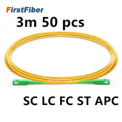 FirstFiber 50 шт. 3 м SC APC для SC APC G657A LC APC ФК волокна APC патч-кабель, джемпер, патч-корд простого 2,0 мм ПВХ SM