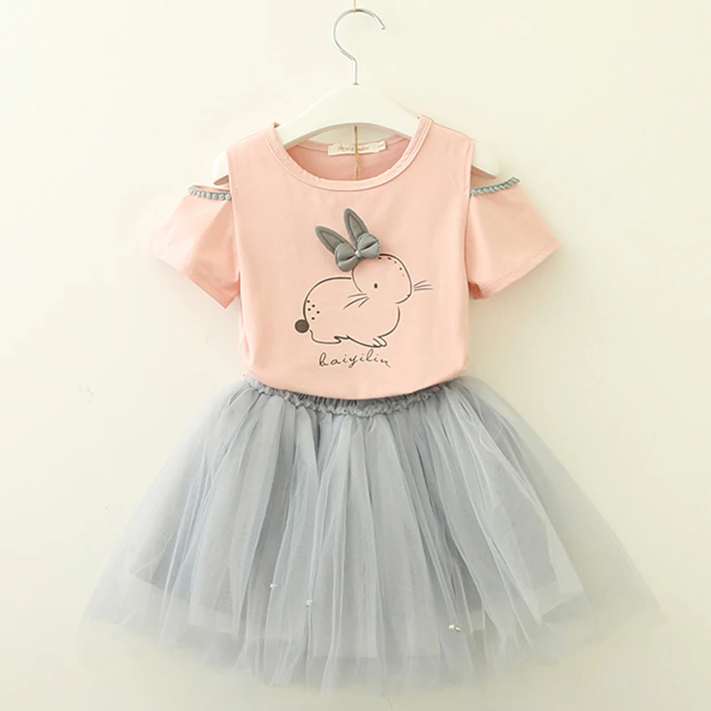 Children Clothes Sets 2018 New Style Girls Cartoon Pattern Short-Sleeve Mesh Dress Clothes Suits Design For Baby Girls Clothing цена Children Clothes Sets 2018 New Style Girls Cartoon Pattern Short-Sleeve Mesh Dress Clothes Suits Design For Baby Girls Clothing цены онлайн