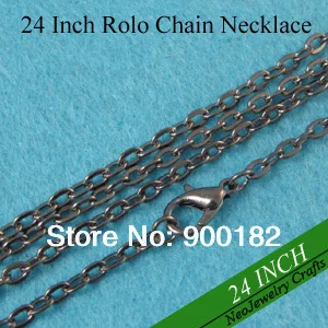 24-дюймовое металлическое ожерелье-цепочка Rolo, цепь с металлическими звеньями 60 см, ожерелье с металлической цепочкой, винтажная цепочка плетения Ролло 24''