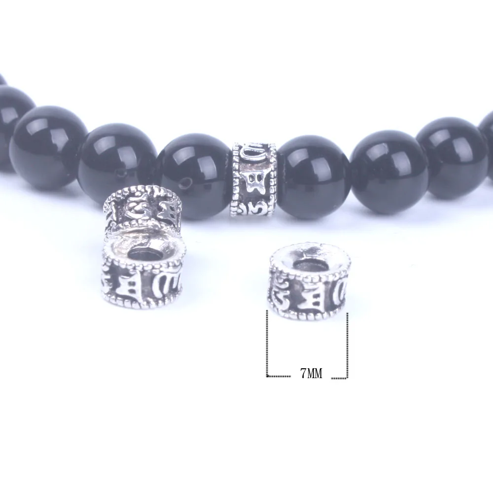 40 шт./лот 4 мм* 7 мм тибетский серебряный шесть слов разделитель бусины поставки для изготовление браслета ожерелья металлические фурнитура