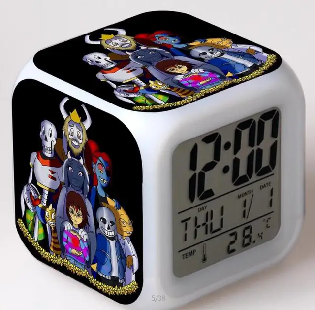 Undertale Game LED Alarm Clock Anime Figurine Colorful Flash Light