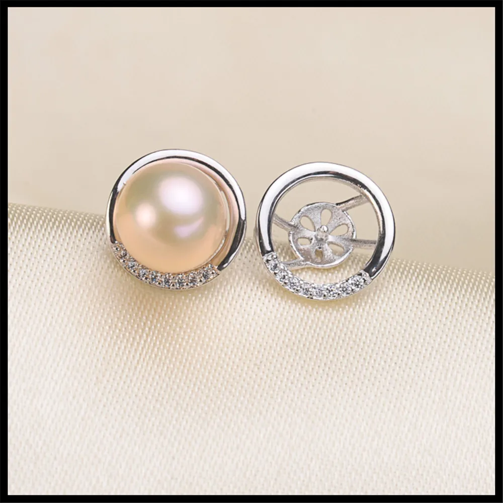 

Earrings Mount Pearl Accessories 925 Silver Earrings Jewelry DIY making No Pearl