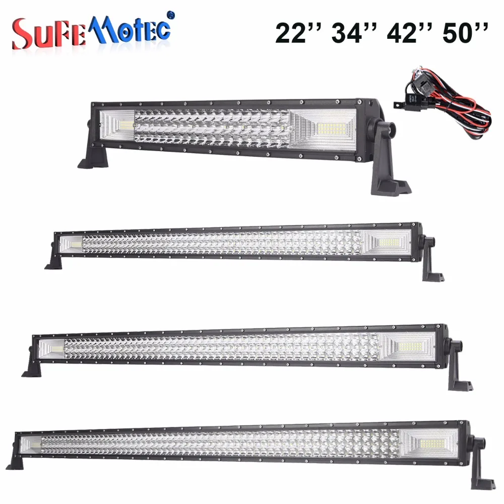 

22'' 34 42 50'' inch Straight Curved Tri-Row LED Light Bar Combo Beam Work Driving Fog Lamp For Offroad Truck ATV 4x4 4WD Camper