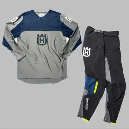 

wholesale 2019 Husqvarna Husky Style Men Motocross Suit Motobiker Racing Riding Jersey Pants Motorcycle MX riding combination gr