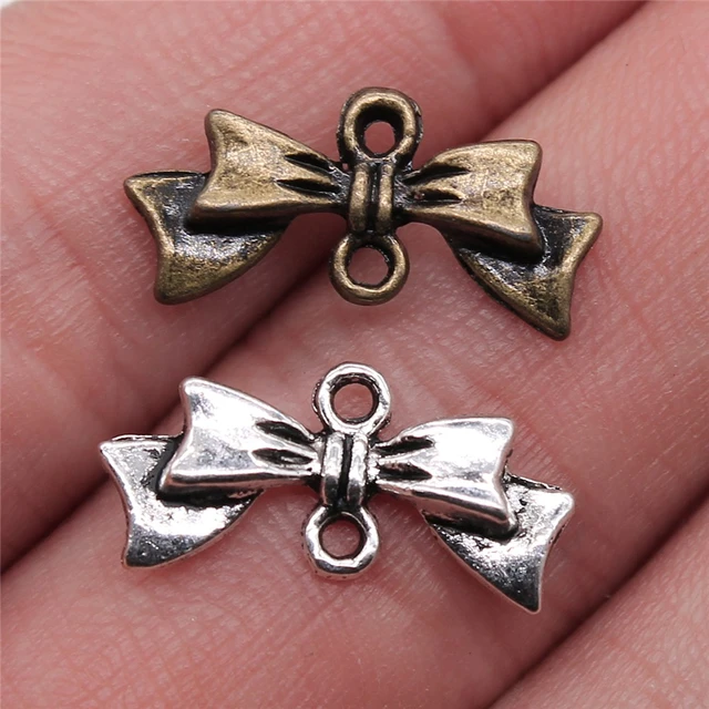 WYSIWYG 40pcs 20x9mm Antique Silver Color Antique Bronze Bow