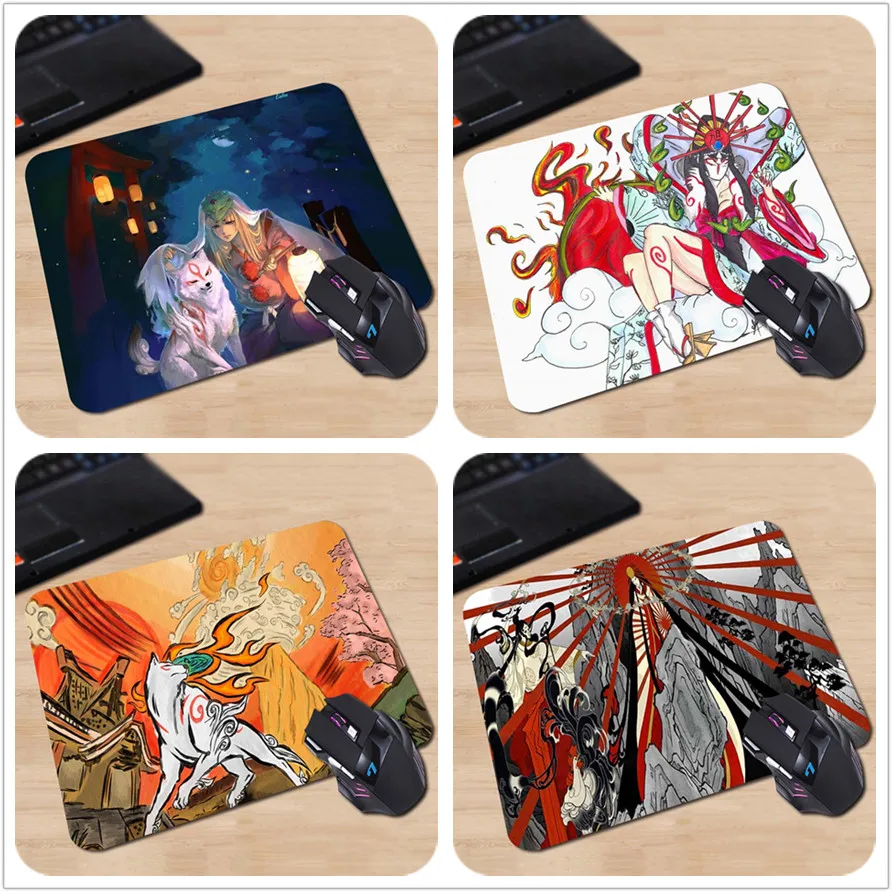 

Size 180X220X2mm 250x290x2mm Customized Mouse Pad Amaterasu Japanese Clothes Okami Waka Tengu Fox Spirit Rectangle Mouse Mat Pad