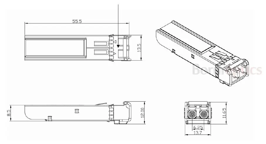 Совместим с Arista Networks BiDi SFP 1G BXD 10 1000BASE BX TX1490nm/RX1310nm модуль приемопередатчика