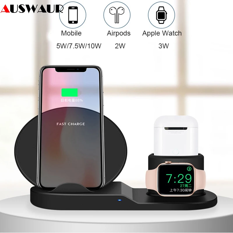 QI wireless charger Stand for iPhone Airpods Apple Watch