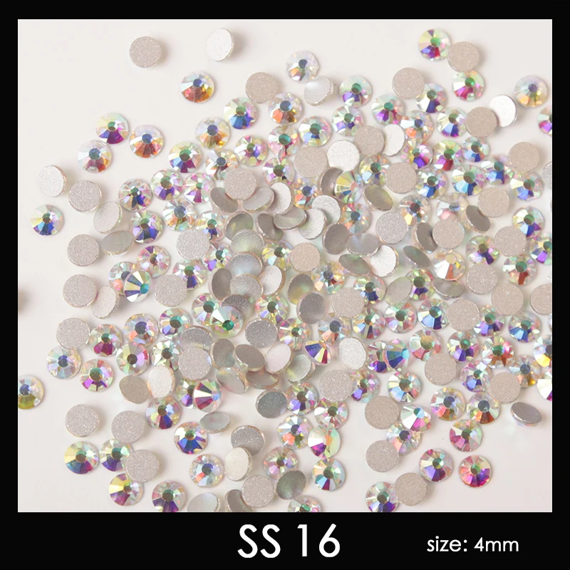 1440 шт Блестящие Кристаллы Стразы для ногтей AB Серебряный плоский камень 3D ювелирные изделия с блестками очаровательные стеклянные украшения для ногтей - Цвет: ss16(1440pc)