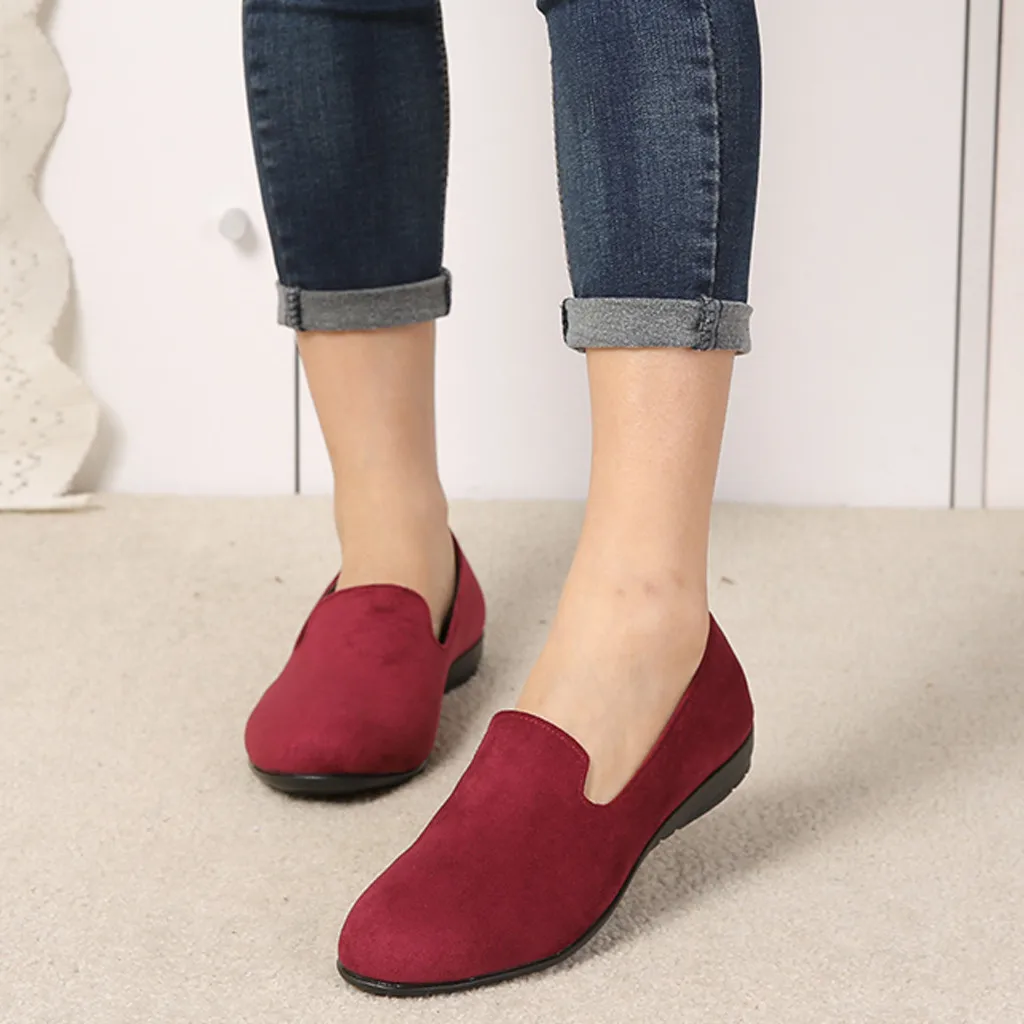 

Women Leisure Round Toe Suede Slip-On Shoes Flat Single Peas Boat Shoes 2019 Ballerina Flat Shoes Sapato Feminino