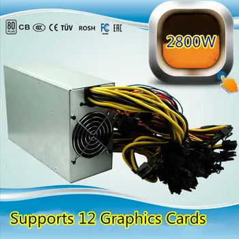 

2800W PC Power Supply 2800W PSU ASIC Ethereum Bitcoin Miner Power Supply Computer Mining Active PFC For 12 GPU Atx 12V Atx pico