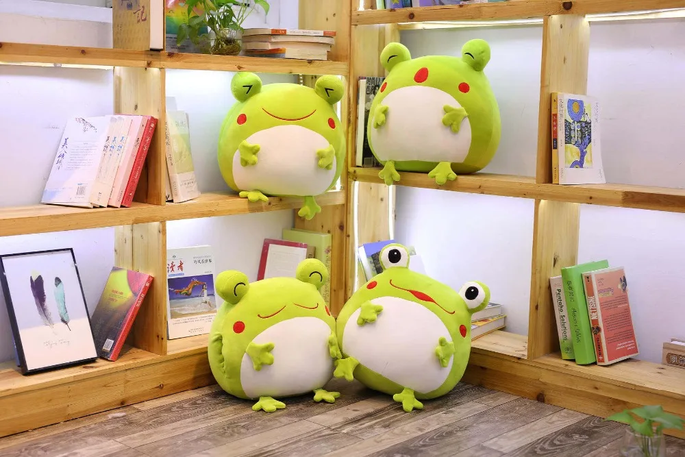 35cm Cute Expression Frog Plush Toy Soft Cartoon Animal Frog Stuffed Doll Sofa Bed Pillow Cushion Household Items Kids Best Gift