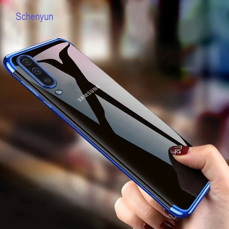

Luxury Soft TPU Case For Samsung Galaxy A50 A40 A40s A30 A70 A10 A20 M30 Transparent Plating Shining case For Samsung M20 Case