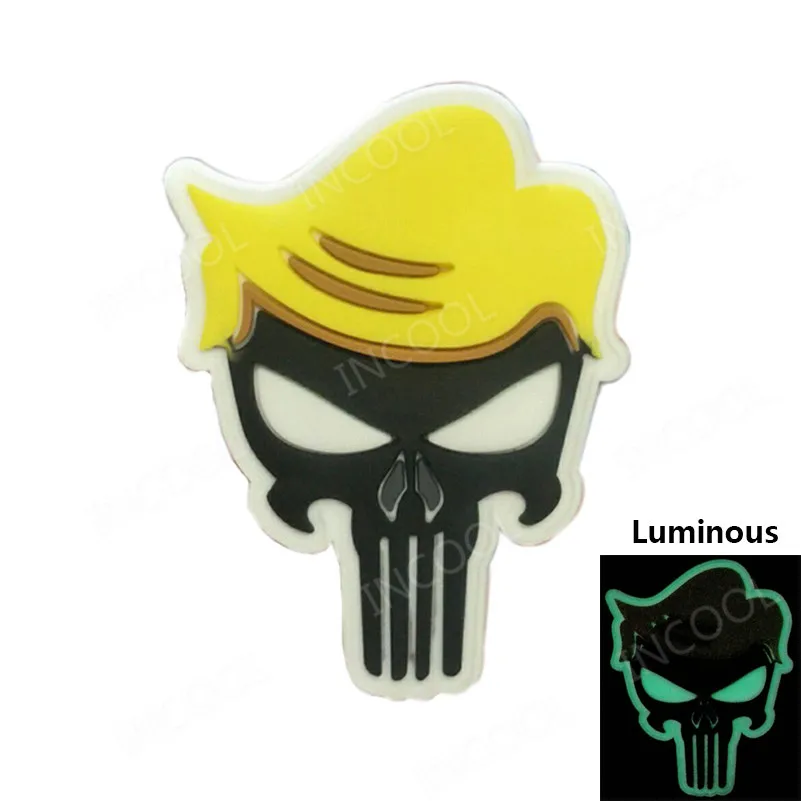 

3D PVC Trump Patch Glow in The Dark Tactical Military Morale Patch Fastener Hook Patch Combat Luminous Rubber Badges For Clothes