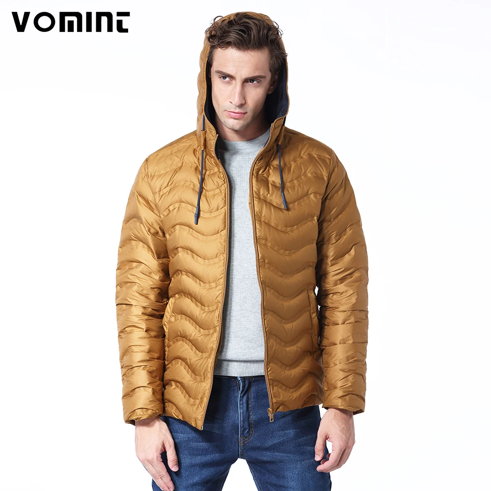 

2019 Vomint Winter Men Down Fleece Hoodie Coat Wave Sewing 80% Down Warm Jackets Regular Solid Color Coat Men's Jackets P6WI9385
