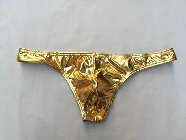 Мужские Блестящие трусы бикини сексуальное кожаное нижнее белье с низкой
