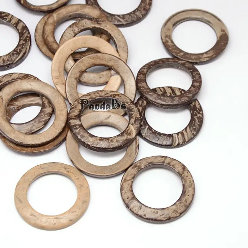 

200pcs 38x2~5mm Wood Jewelry Findings Coconut Linking Rings Beads Pendants for Jewelry Making, Camel