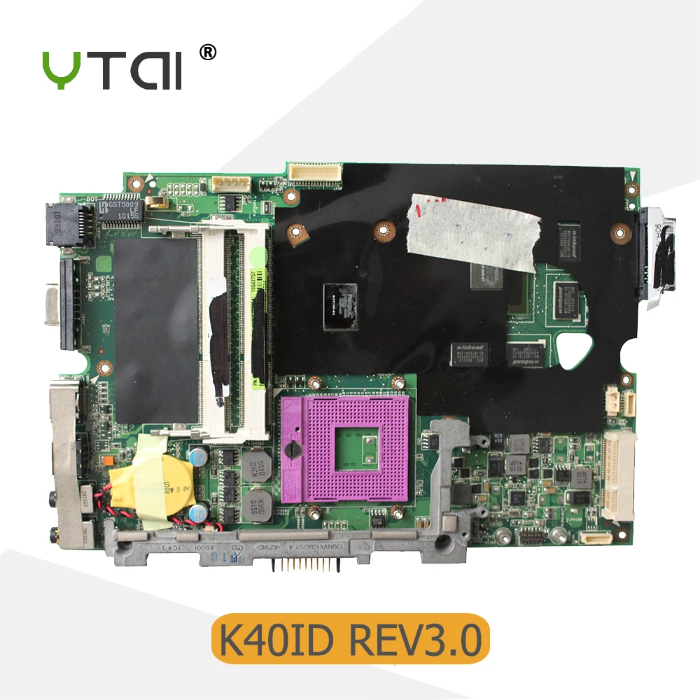 

YTAI K40ID REV3.0 14 inch for ASUS K40I K40IE X4D X8Al K40ID laptop motherboard REV:3.0 8 Memory video card mainboard Tested