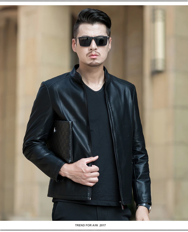 Men Casual Imitation Leather Jackets Stand Collar Zipper Outerwear Black Dark Green Orange Man Faux Leather Coat Motorcycle Bomber Jacket (8)