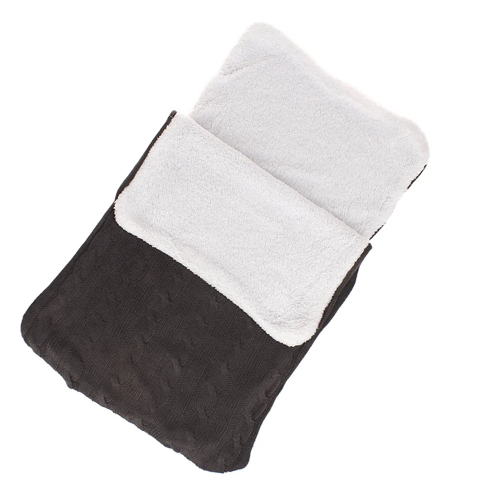 Горячая Распродажа конверт для ребенка зимний теплый открытый спальный мешок для детской коляски шерсть вязание пеленать для новорожденных - Цвет: Темно-серый