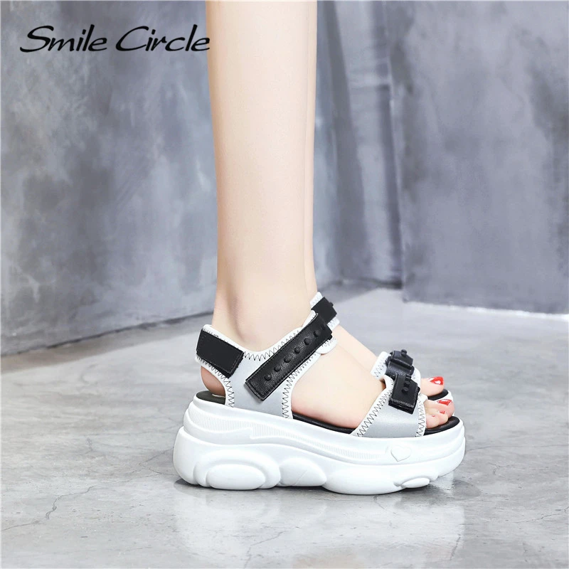 Smile Circle chunky sandals women summer Shoes fashion Thick bottom Flat platform casual sandals women
