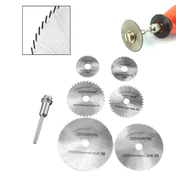 

7Pcs HSS Saw Blades & 1 Mandrel For Metal Rotary Tool Cutting Discs Wheel
