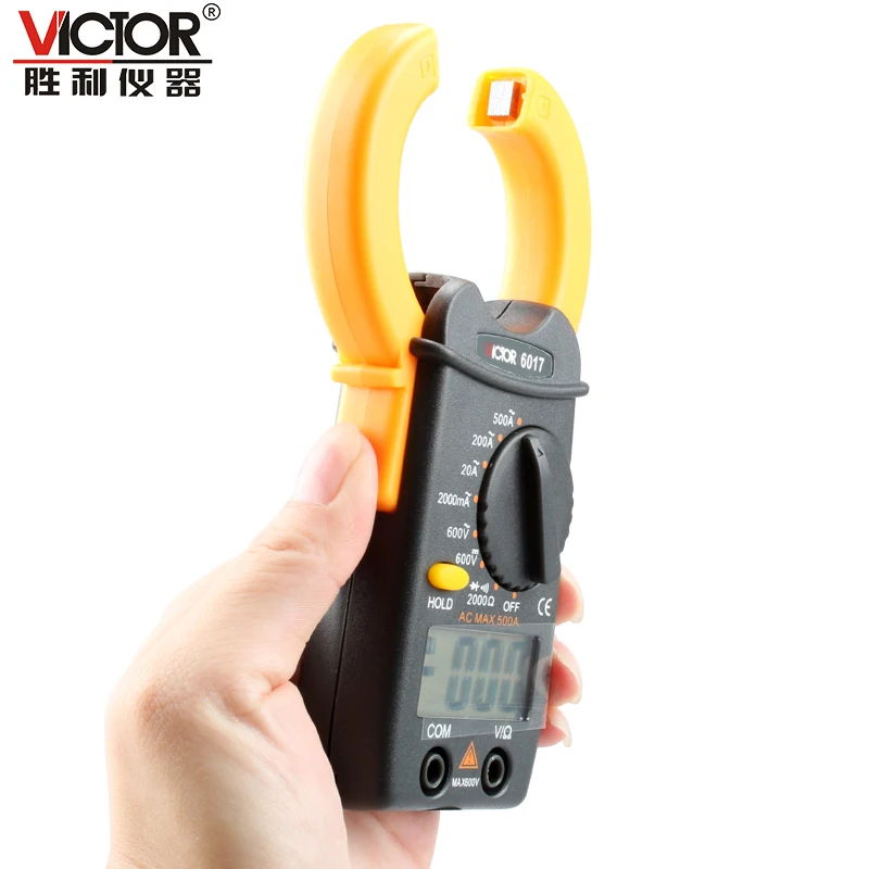 Портативный VICTOR VC6017 LCD 3 1/2 Цифровой мультиметр зажим цифровой амперметр 0.01A 500A|meter