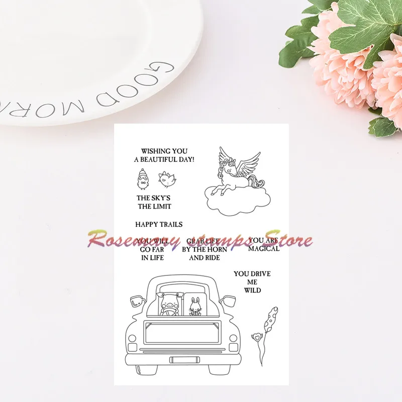 

Rosemary stamps Drive My Wild Transparent Clear Silicone Stamp/Seal for DIY scrapbooking/photo album Decorative clear stamp shee