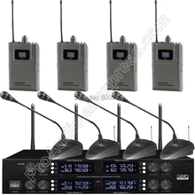 Micwl UHF Регулируемая частота 4 белтпак клип 4 Настольный Гусенек Беспроводной цифровой микрофон конференции Системы