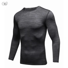 Мужская рубашка для фитнеса с длинными рукавами, топы, бодибилдинг компрессия лосины, одежда, базовый слой, быстросохнущая Спортивная одежда для бега