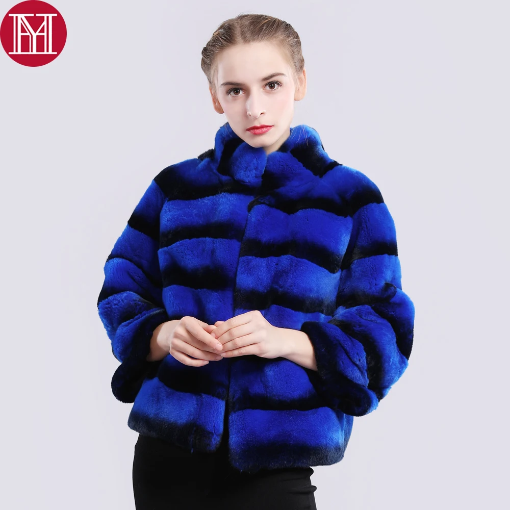 

2019 new hot sale women genuine real rex rabbit fur coat high quality chinchilla color winter 100% natural rex rabbit fur jacket