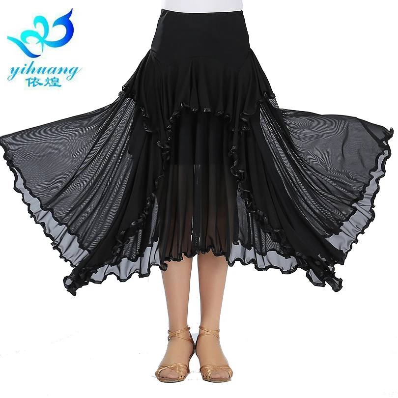 

Free Shipping Ballroom Dance Costume Waltz Skirt Modern Standard Latin Salsa Rumba Dancer Skirts for Ladies 5 Colors #2546