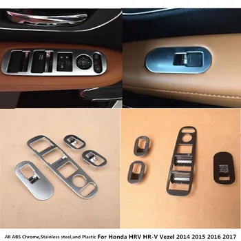 

For Honda HRV HR-V Vezel 2014 2015 2016 2017 2018 Car Inner Door Window Glass Panel Armrest Lift Switch Button Trims Frame 4pcs