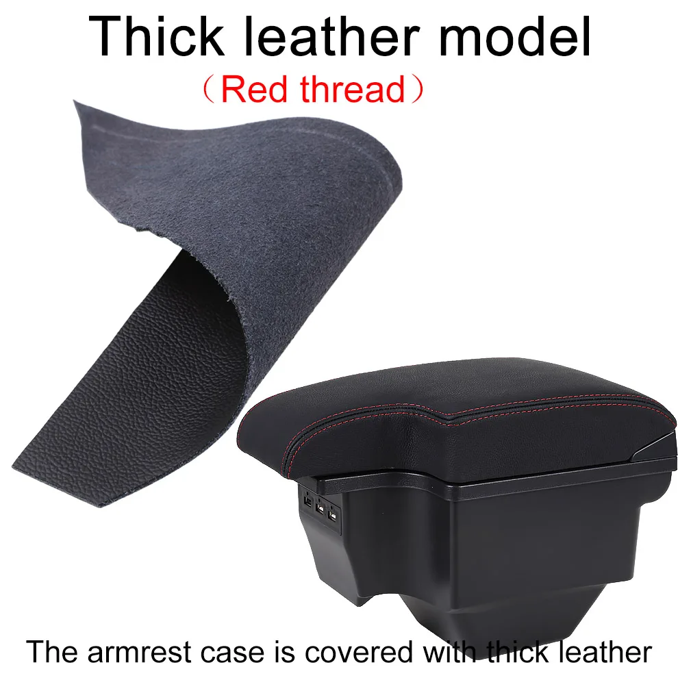 for MG ZS armrest box universal car center console caja modification double raised with USB No assembly - Название цвета: Thick red thread