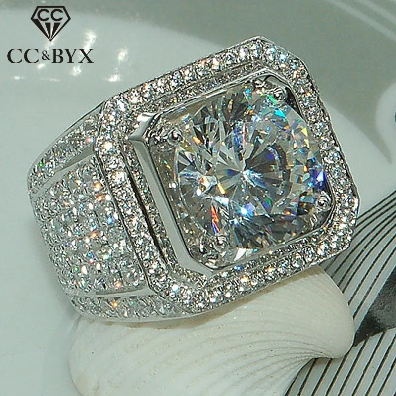 CC мужское кольцо с кубическим цирконием, роскошные ювелирные изделия для жениха, свадебные трендовые ювелирные изделия, вечерние украшения для помолвки, подарок, властное кольцо CC804
