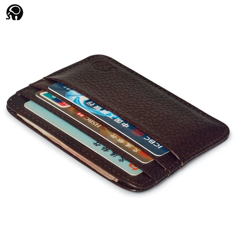 Fashion Genuine Leather Bank Card Case Thin Mini Card Wallet Men Business ID Credit Card Holder ...