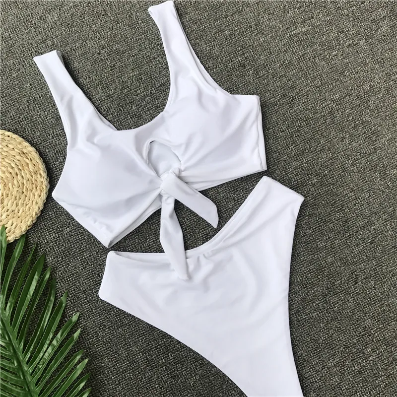 Женский раздельный купальник Maillot De Bain бикини большого размера с узлом и высокой