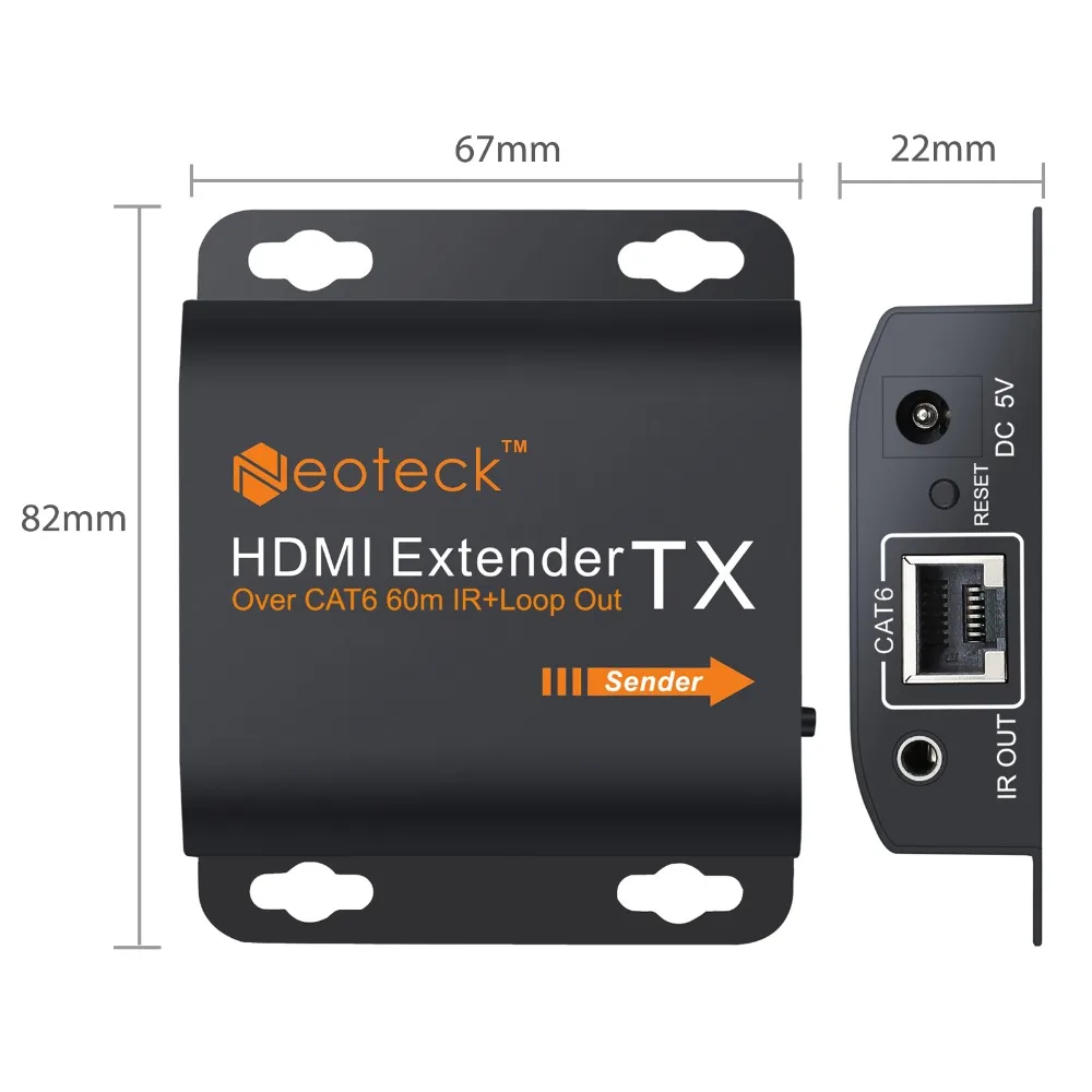 Разветвитель PROZOR HDMI расширитель 60 м передатчик RJ45 TX/RX с ИК конвертером для CAT6