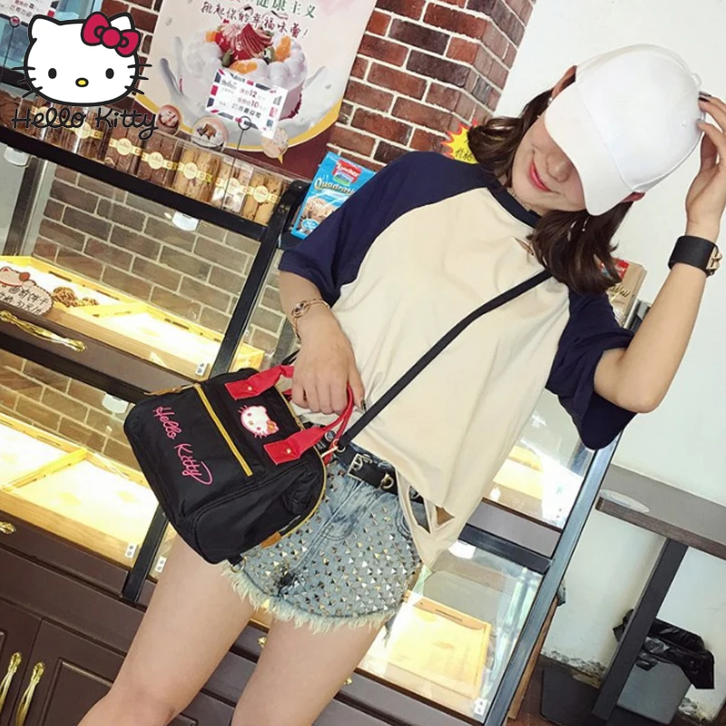Сумка Hello Kitty модная сумка на плечо рюкзаки из парусины Kawaii через для девочек