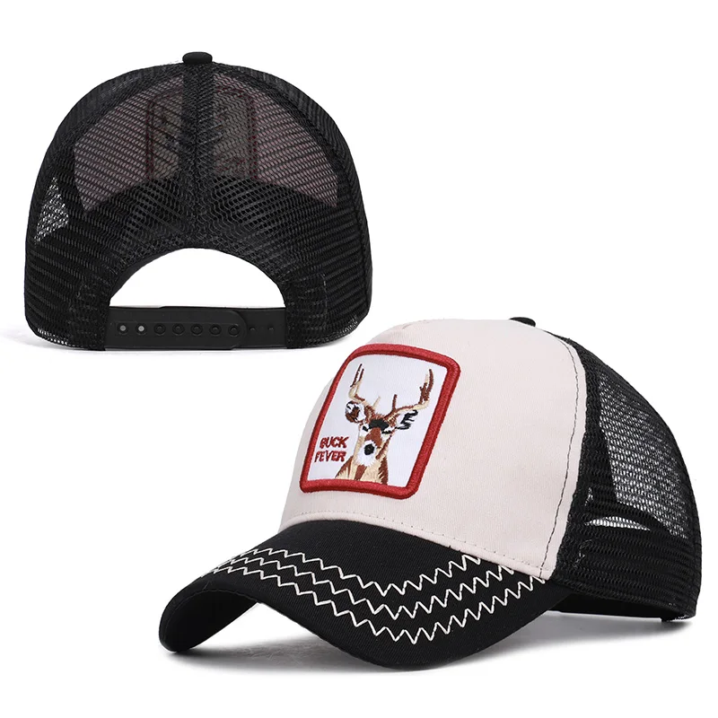 Модные Олень Вышивка животного бейсболки шапка в виде петуха обувь для мужчин и женщин Универсальный Регулируемый папа водителя грузовика сетки шляпы с сеткой тени