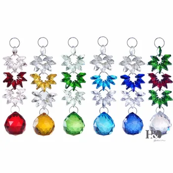 

H&D 6pcs Crystal Chandelier Parts Crystal Ball Prisms Hanging Suncatcher Handcrafts Christmas Glass Ornaments Home Wedding Decor