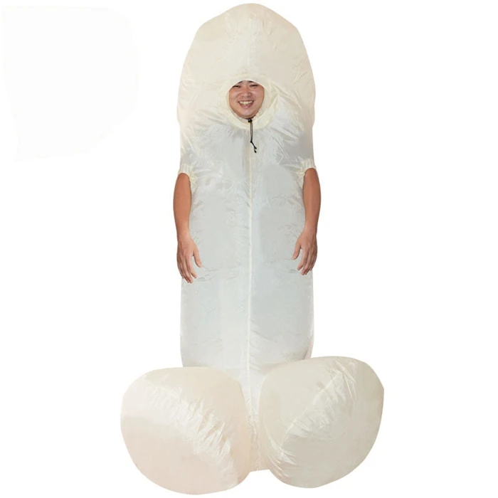 Взрослый надувной пенис Костюм Косплей Белый Коричневый пенис Забавное платье костюм Хэллоуин