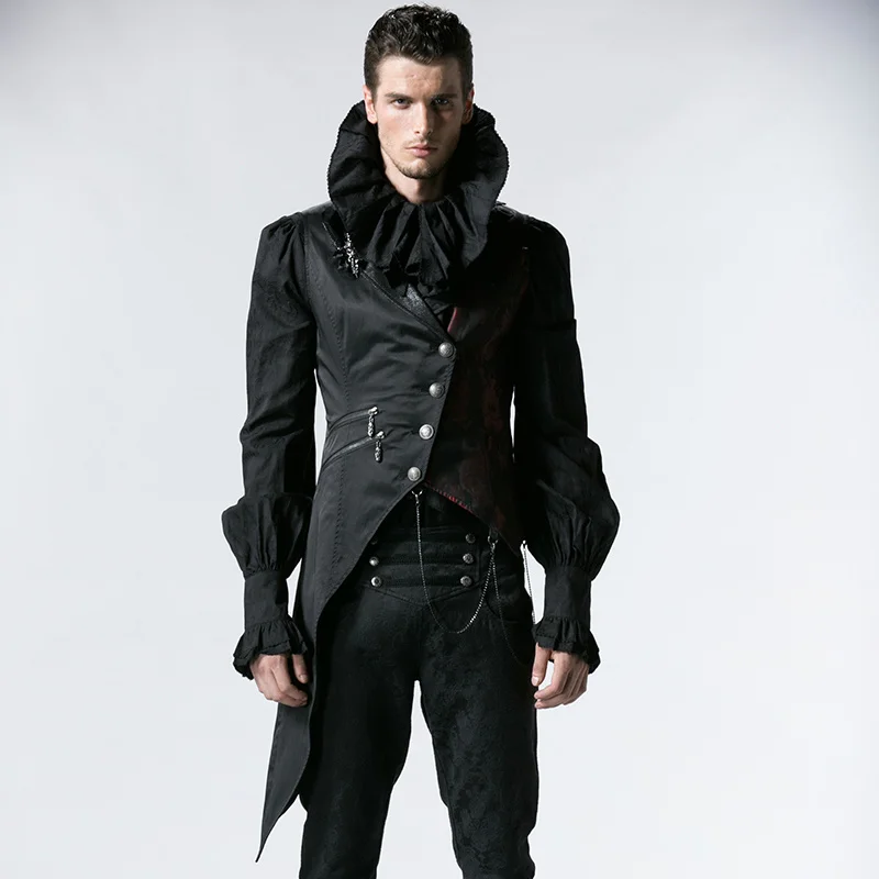 Стимпанк зимний мужской жилет а готическом стиле черный жилет без рукавов однобортный мужской ассиметричный жилет с пряжкой - Цвет: Black